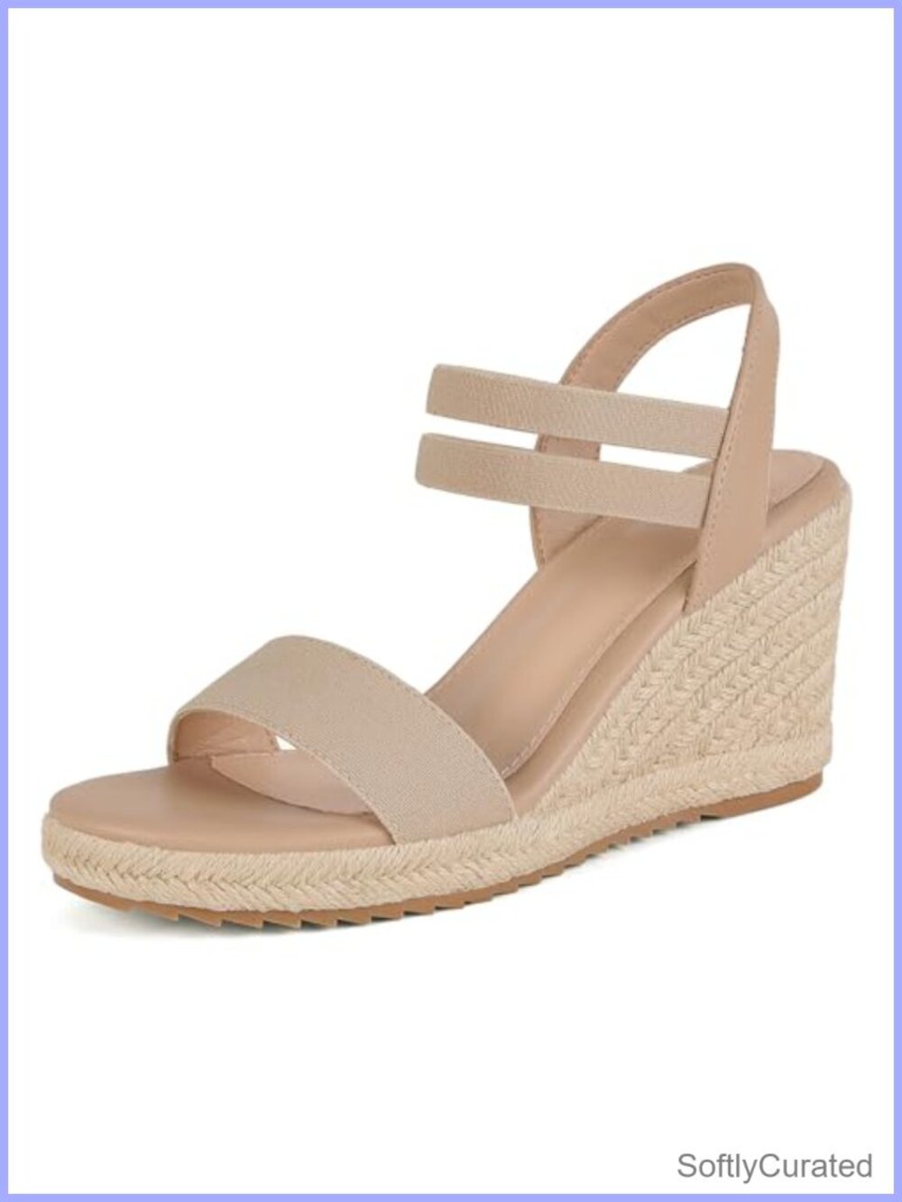 Women's Elastic Strap Espadrille Wedge Sandals Slip On Open Toe Platform